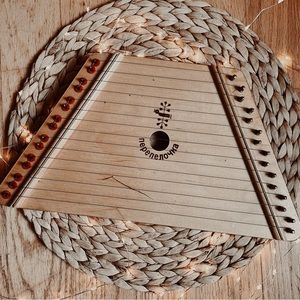 Vintage music maker lap harp, wooden musical string Zither